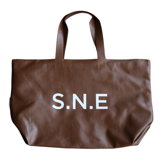 Oversized Leather Tote Bag 'Brown'